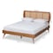 Baxton Studio Asami Mid-Century Modern Walnut Brown Finished Wood and Synthetic Rattan Full Size Platform Bed 183-11116-9407-Zoro - alternate 6